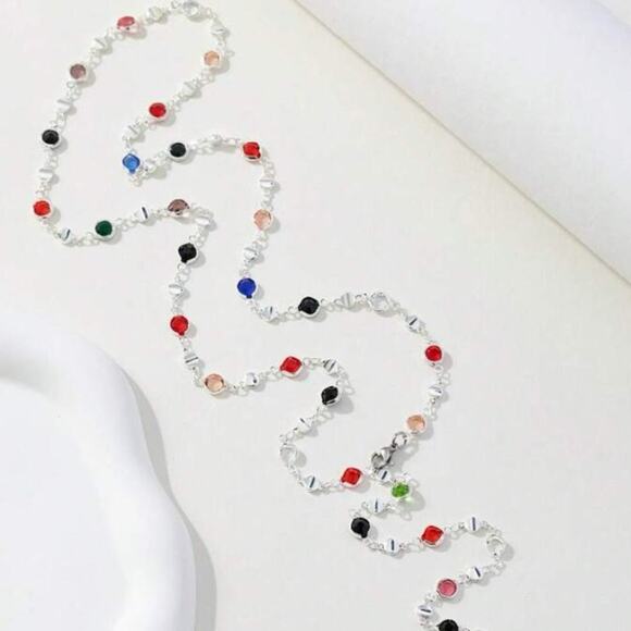 Y Lariat Sterling Silver Zircon Multicolor Necklace - Picture 6 of 7